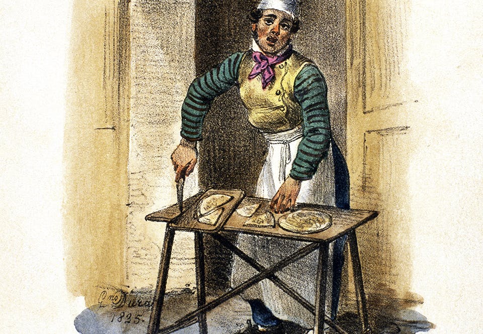 pizza snabbmat historia 4GcuQq86HV Y Pizzaförsäljare i Neapel 1825.